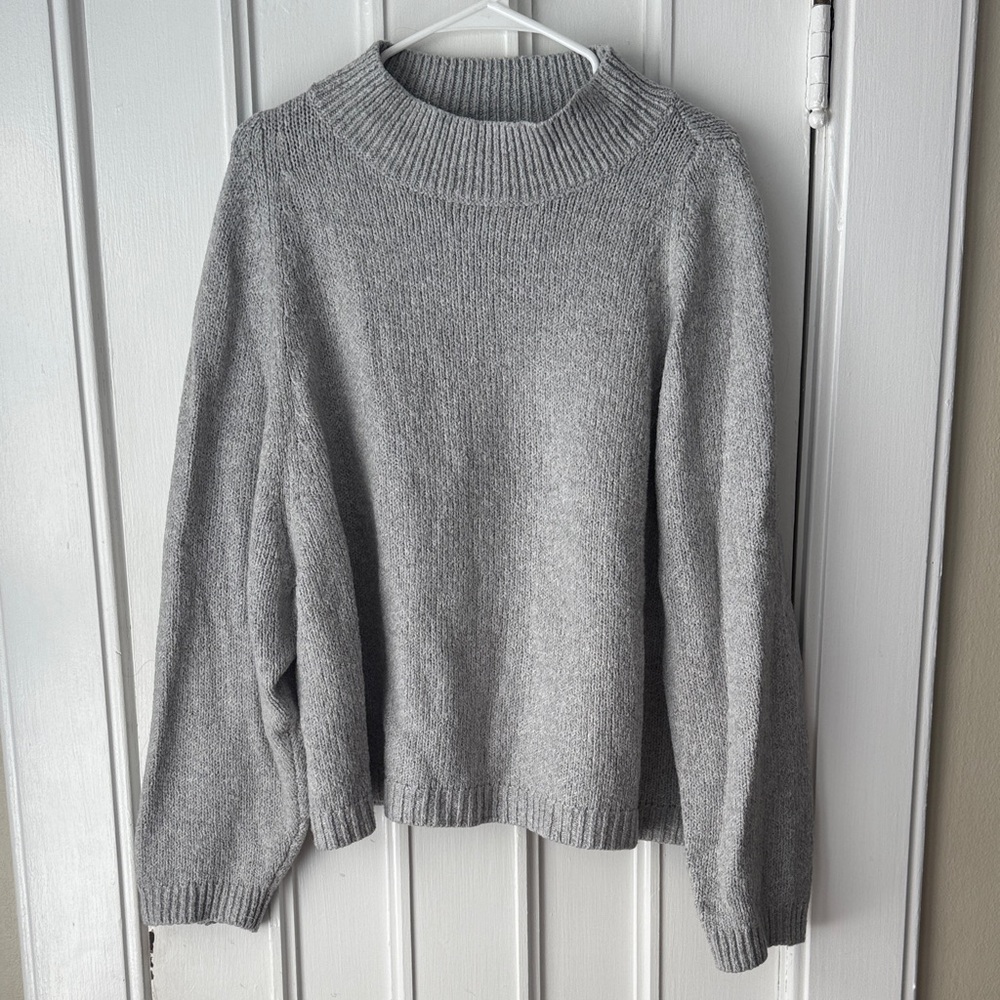 Old Navy Gray Mock Neck Knit Sweater